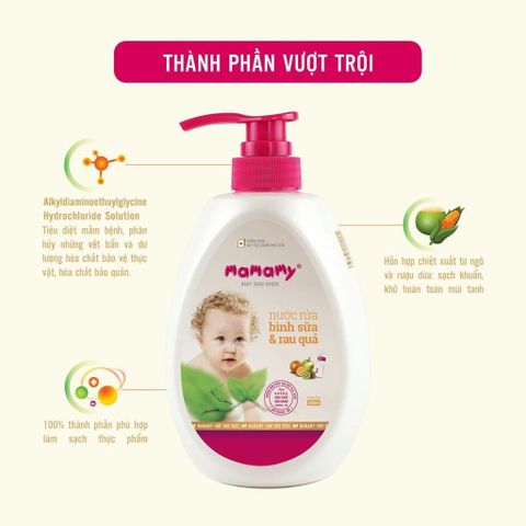  Nước rửa bình sữa và rau quả Mamamy 600ml 