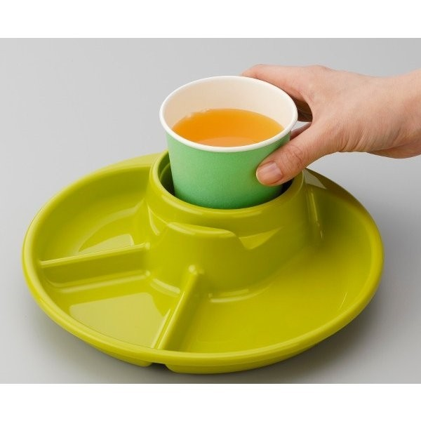  Khay ăn 3 ngăn cho bé kèm khay để cốc, thìa dĩa màu xanh 