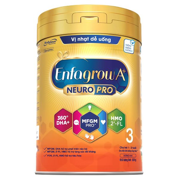  Sữa bột Enfagrow A+ Neuropro 3 vị nhạt 830g (12-36 tháng) 
