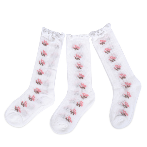  Vớ (tất) lưới cổ cao cao cấp trắng thêu hoa 3-5Y - VO2007.FS 