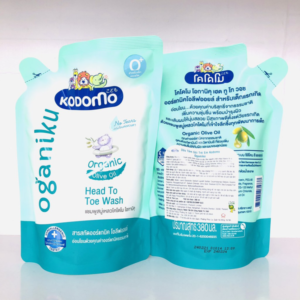  Dầu tắm gội cho bé Kodomo Oganiku túi 380ml 
