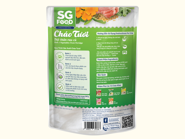  Cháo tươi SGF thịt thăn rau củ 240g 