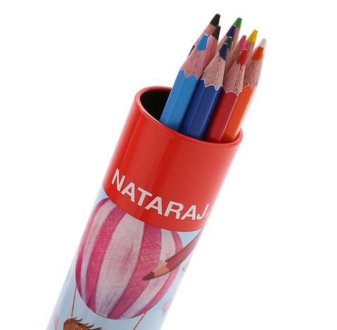  Bút chì dài NATARAJ 12 màu hộp tròn 