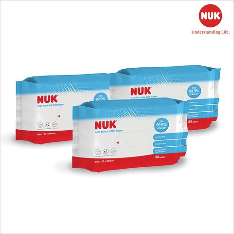  Khăn ướt diệt khuẩn Nuk không chứa cồn (80 tờ) 