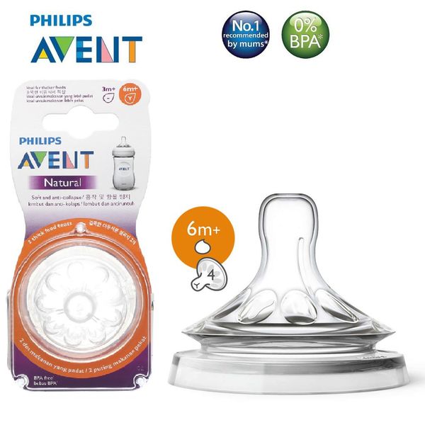  Bộ 2 núm ty silicon Philips Avent Natural (6 tháng +) 