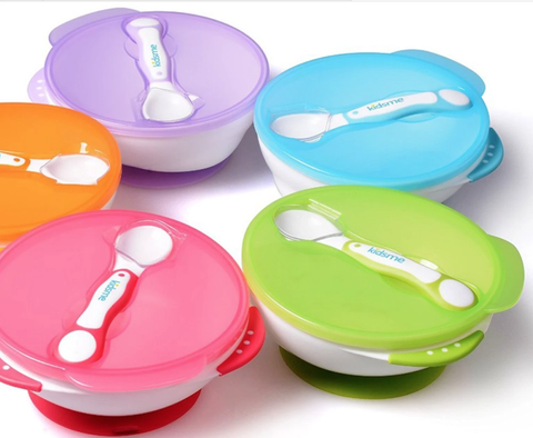  Tô chống trượt Kidsme kèm muỗng báo nhiệt 9832 