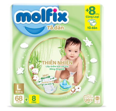  Tã dán Molfix L(68+8) (9-13kg) 