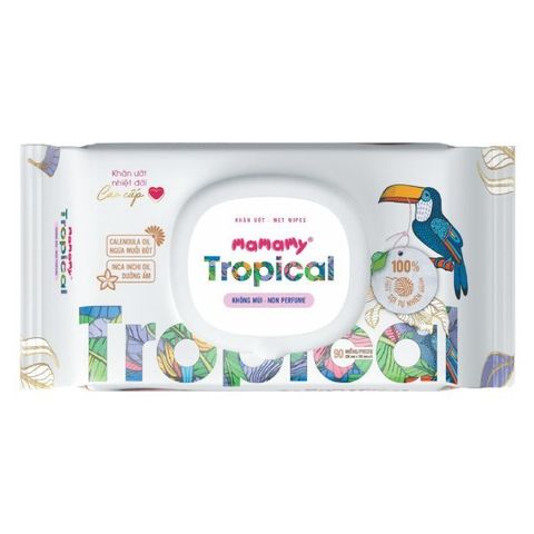  Khăn ướt Mamamy Tropical không mùi (90 miếng) 