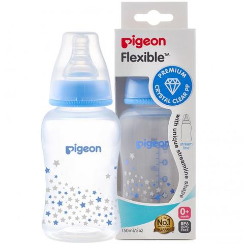  Bình sữa Pigeon Streamline nhựa PP ngôi sao xanh 150ml 
