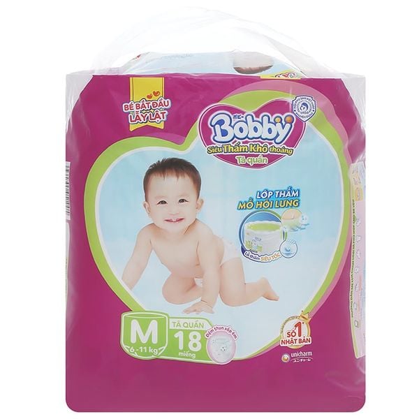  Tã quần Bobby size M 18 miếng (6 - 11kg) 