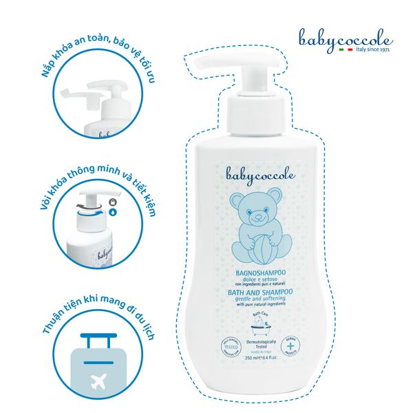  Sữa tắm gội chiết xuất hoa sen Babycoccole 250ml (+0M) 