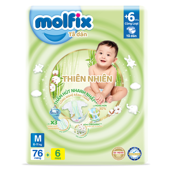  Tã dán Molfix M(76+6) (6-11kg) 