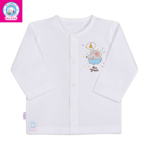  Áo cài giữa trắng tay dài AL0001 (hình in ngẫu nhiên) - HELLO BnB 