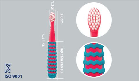  Bàn chải đánh răng trẻ em K-mom 2-12 tuổi (hồng) 