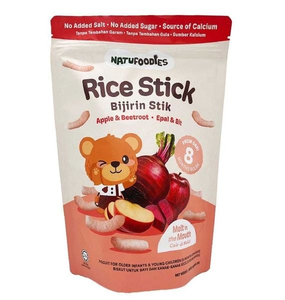  Bánh gạo que ăn dặm Natufoodies vị táo, củ dền 35g (Trên 8 tháng) - Natufoodies 