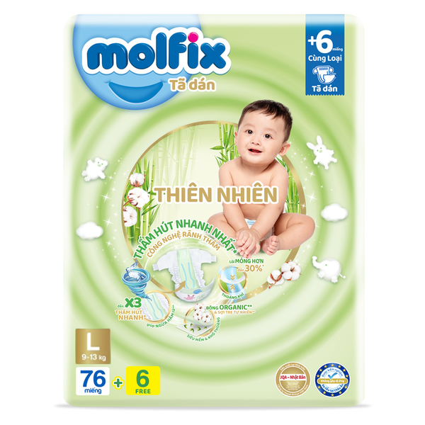  Tã dán Molfix L(68+6) (9-13kg) 