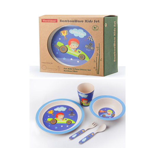  Khay ăn dặm 5 món sợi tre Yookidoo - racing 