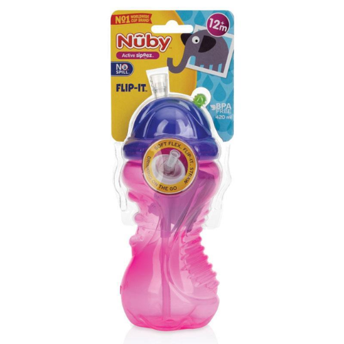 Ca tập uống có ống hút bằng nhựa silicon 420ml Nuby 10149 