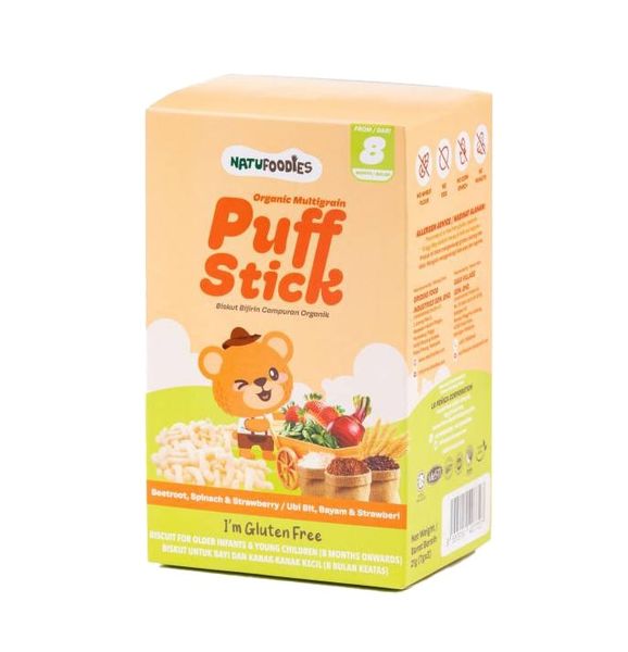  Bánh ngũ cốc hữu cơ Natufoodies vị củ dền, bó xôi, dâu tây 21g (Trên 8 tháng) - Natufoodies 