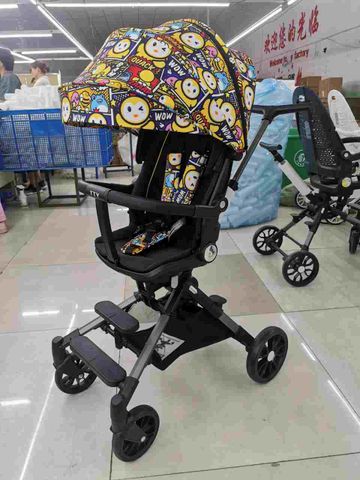  Xe đẩy gấp gọn 2 trong 1 cao cấp xoay 2 chiều BWD88  Baby stroller Đen - Họa tiết 