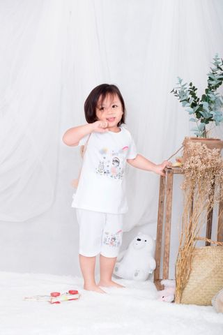  Áo trắng in bé gái tay ngắn 1167 