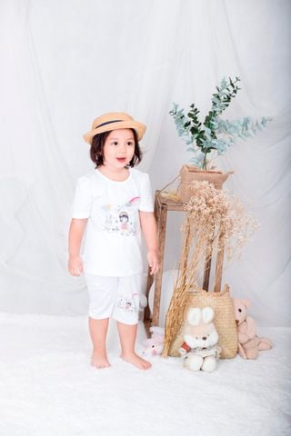  Áo trắng in bé gái tay ngắn 1167 