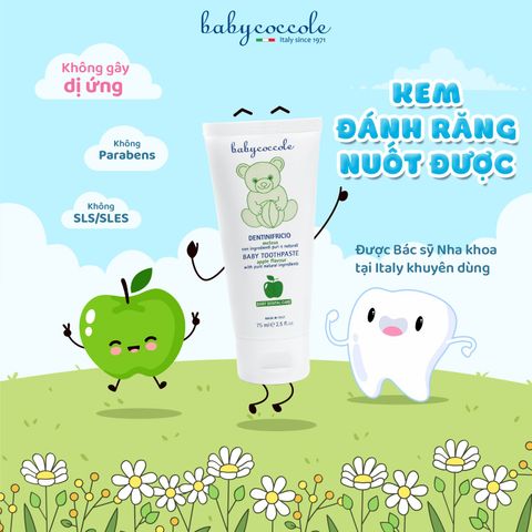  Kem đánh răng Babycoccole hương táo 75ml (+12M) 