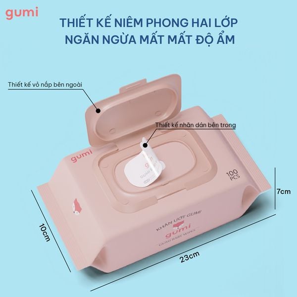  Khăn ướt không mùi Gumikid (100 tờ/gói) 