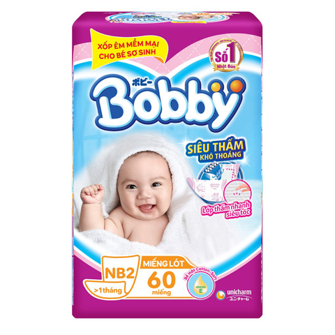  Miếng lót Bobby NB2 60 miếng (từ 4 - 7 kg) 