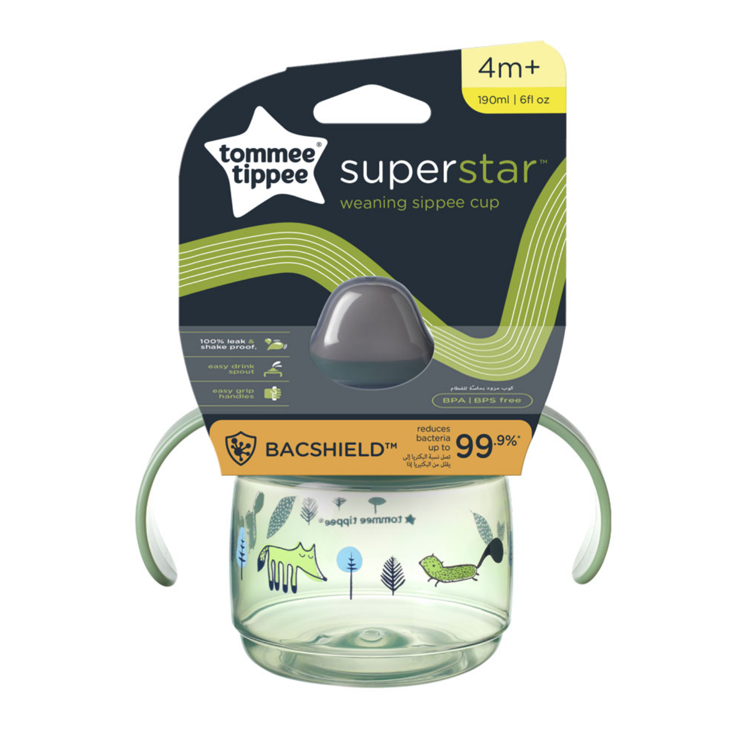  Bình tập uống nước vòi mút kháng khuẩn chống tràn Tommee Tippee 190ml (từ 4 tháng) 