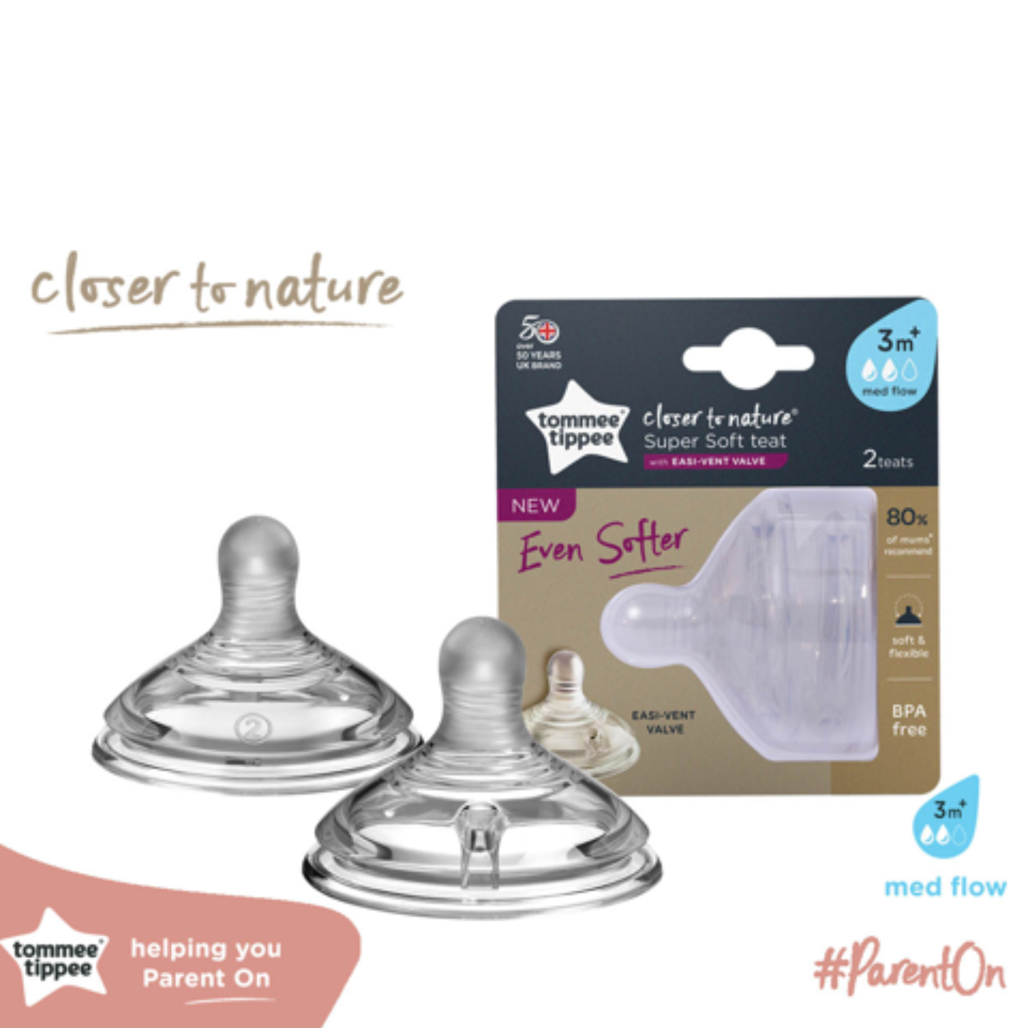  Núm ty silicon Tommee Tippee Medium Flow (3-6 tháng) - 422122 