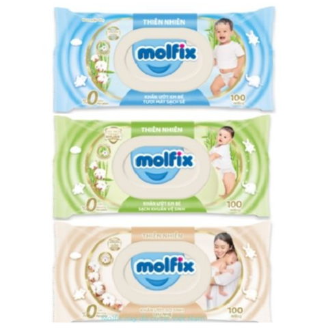 Khăn ướt Molfix sạch khuẩn vệ sinh (100 miếng) 