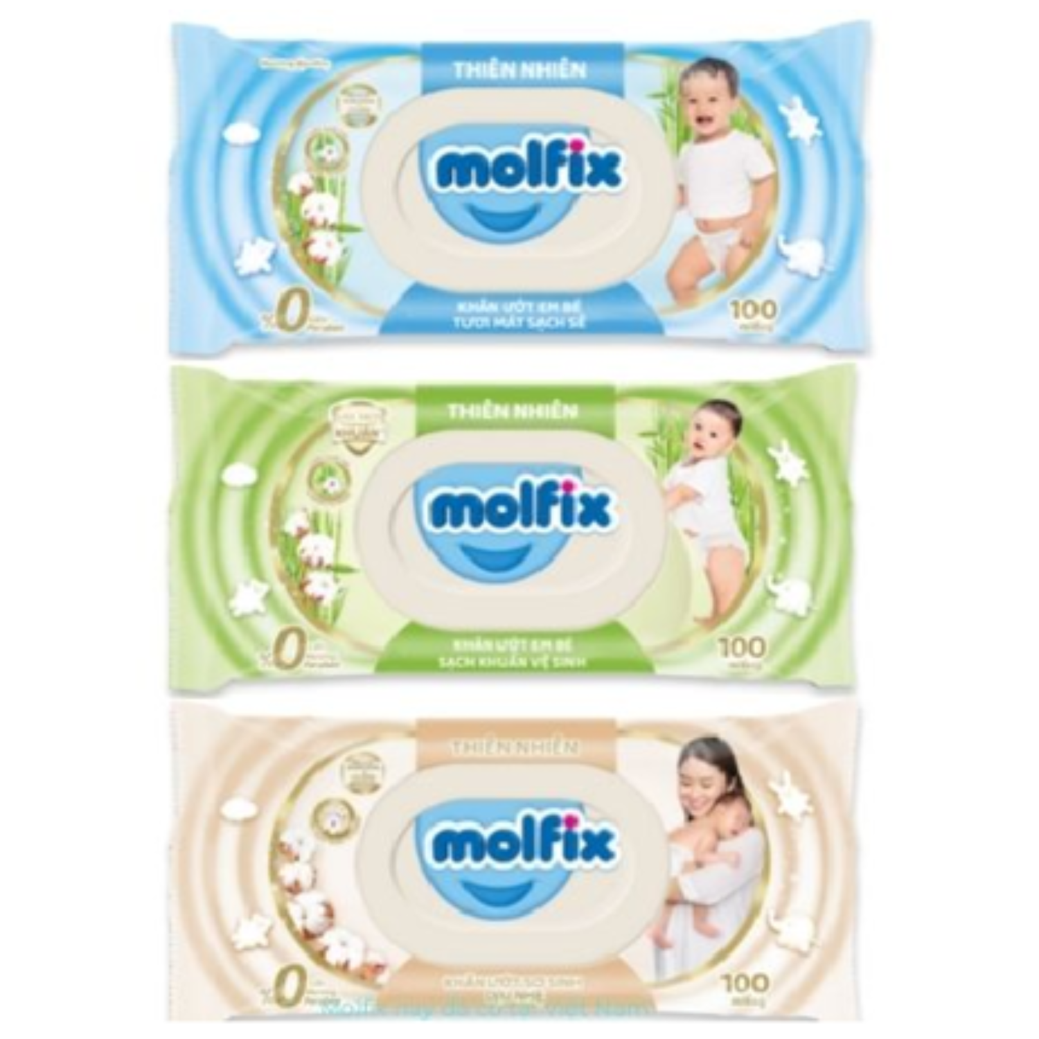  Khăn ướt Molfix sạch khuẩn vệ sinh (100 miếng) 