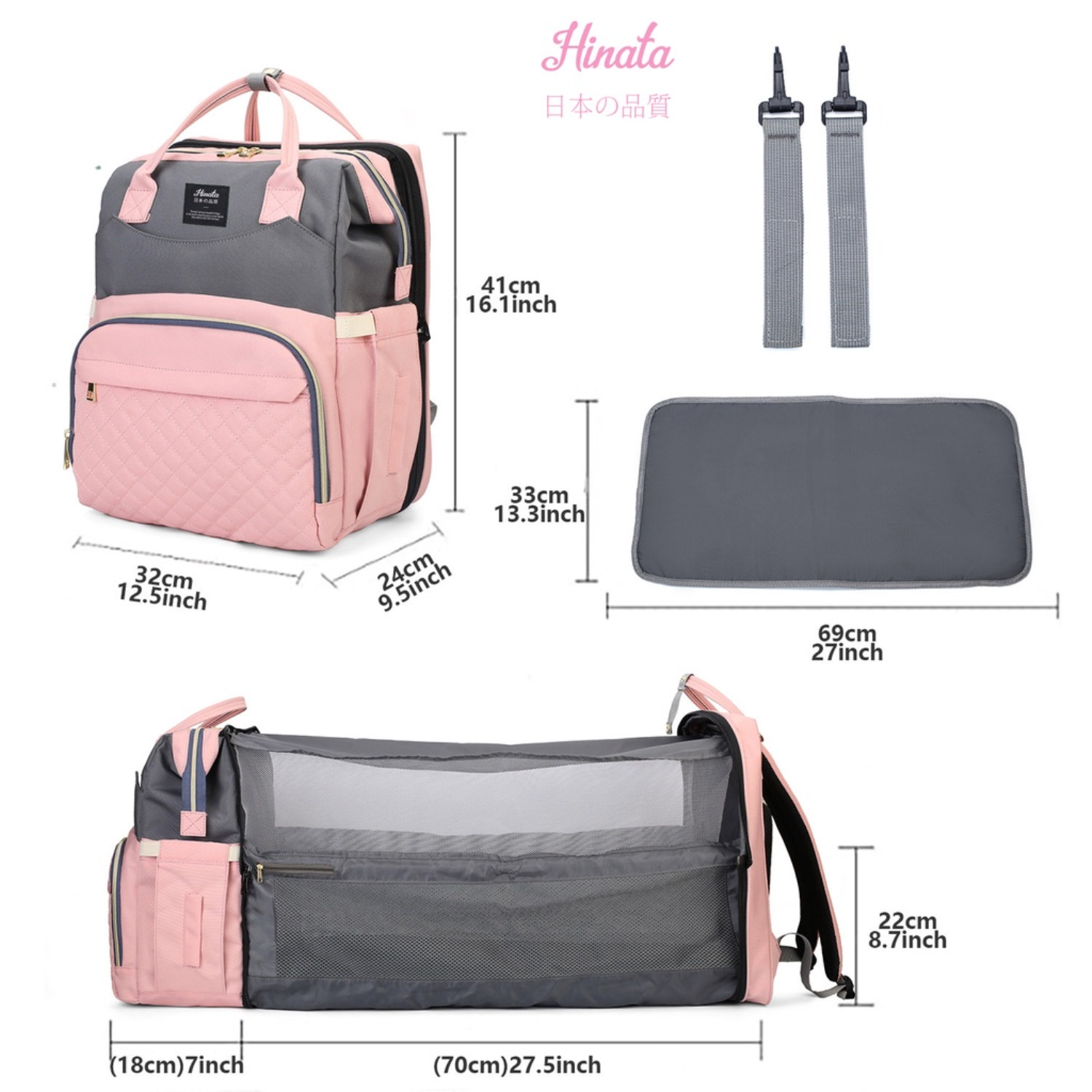  Balo bỉm sữa nôi di động Hinata 