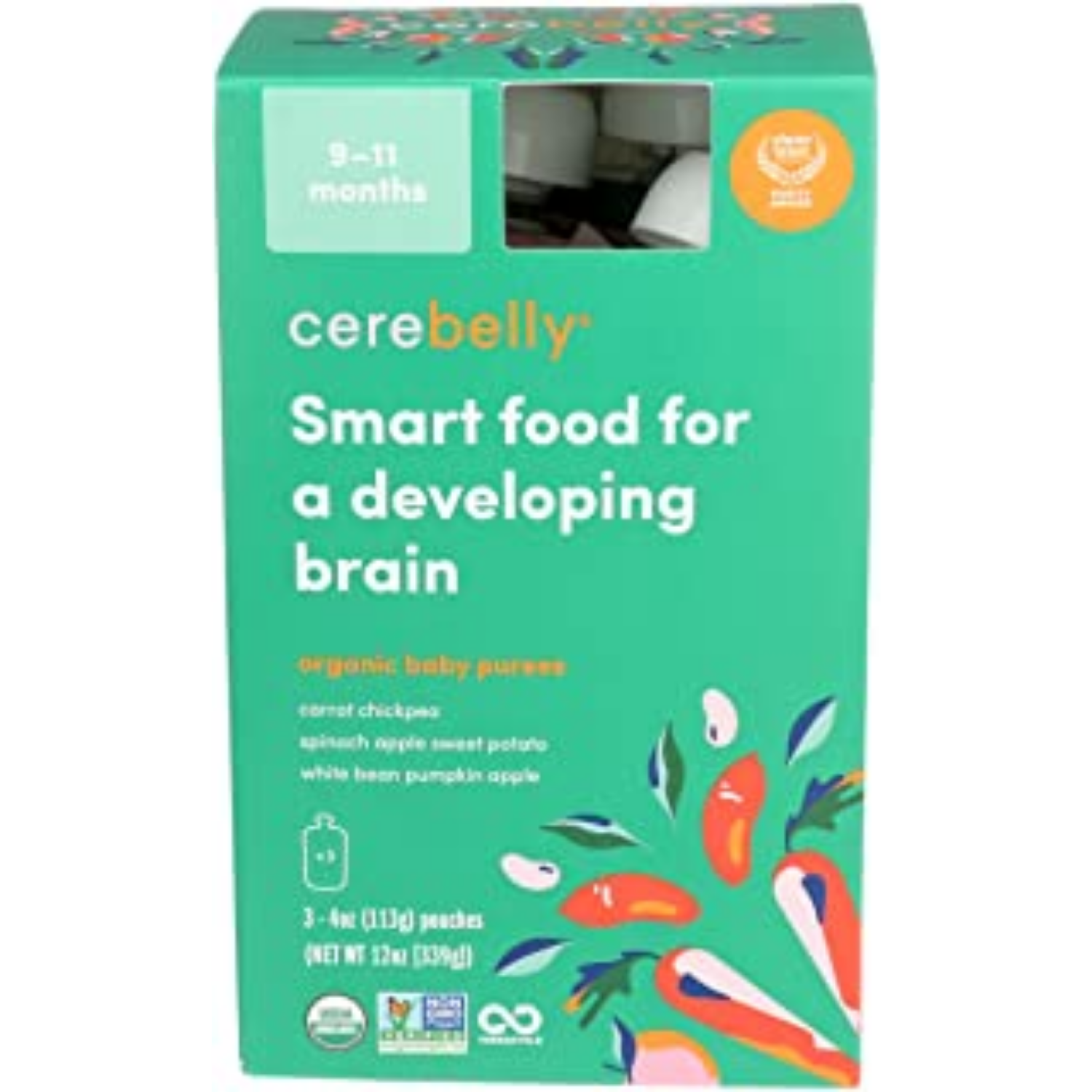  Trái cây nghiền ngũ cốc vị khoai tây, xoài, bơ, hạt bí, đậu trắng húng quế Cerebelly(Từ 9 tháng) 