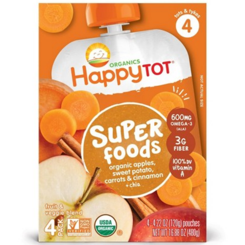  Trái cây nghiền vị táo, khoai lang, cà rốt, quế, hạt chia  480g Happy Tot 