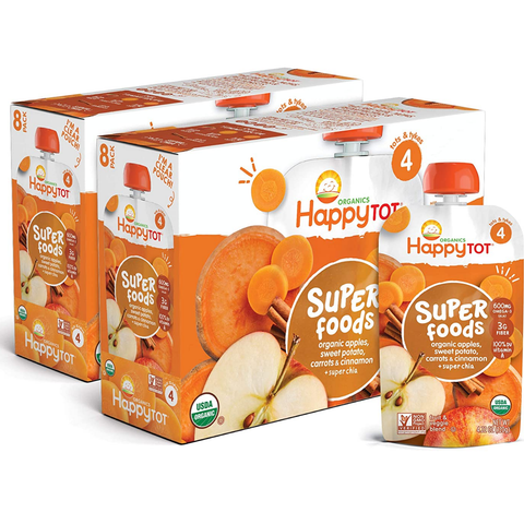  Trái cây nghiền vị táo, khoai lang, cà rốt, quế, hạt chia  480g Happy Tot 