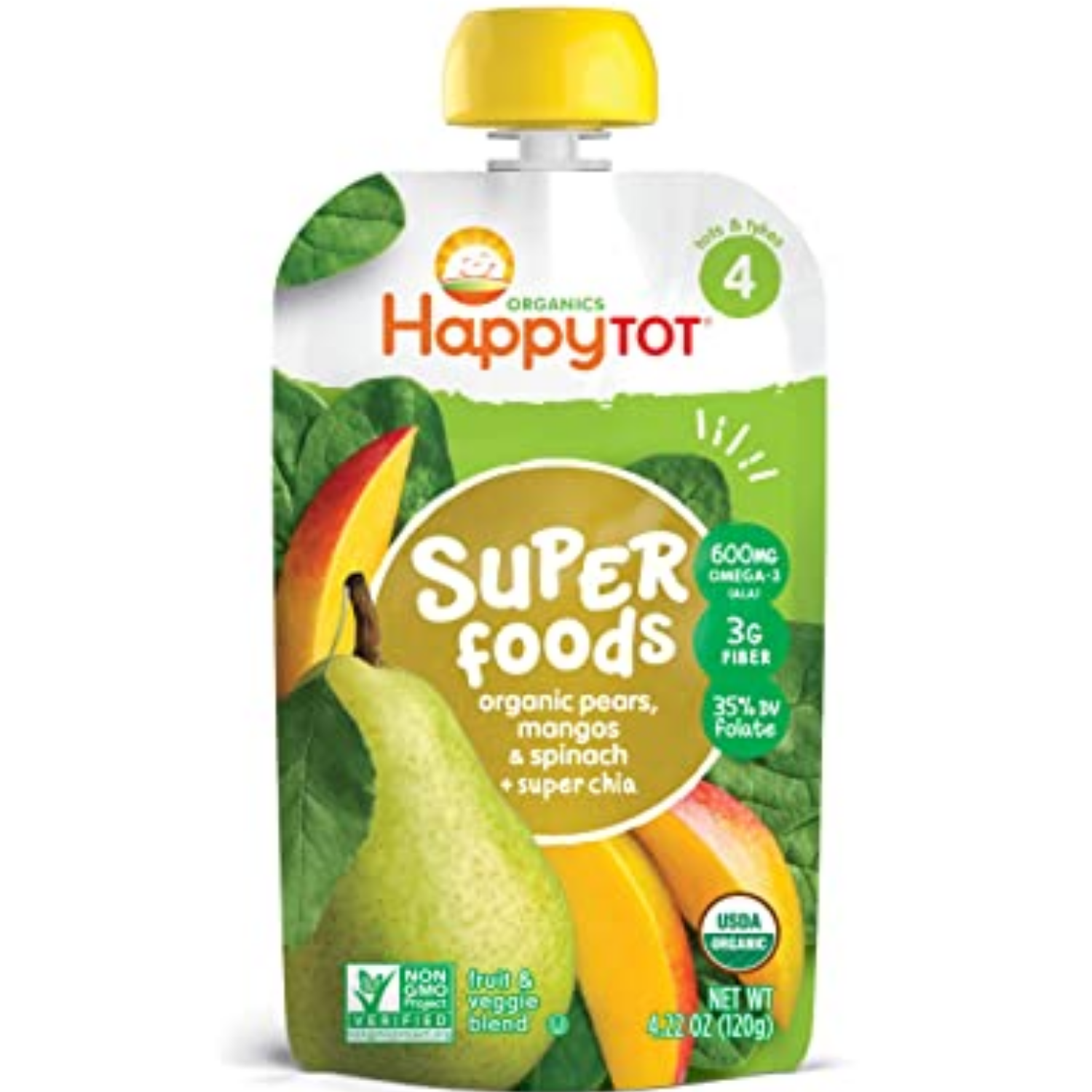  Trái cây nghiền Happy Tot vị lê, xoài, rau 120g 