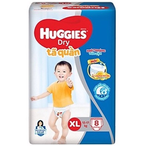  Tã quần Huggies Dry gói nhỏ size XL 8 miếng (12 -17kg) 