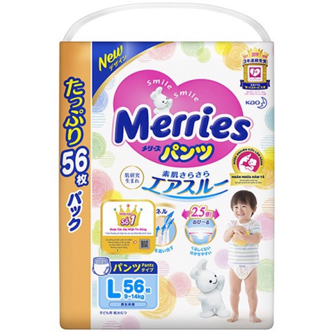  Tã quần Merries quần Ultra Jumbo size L 56 miếng 