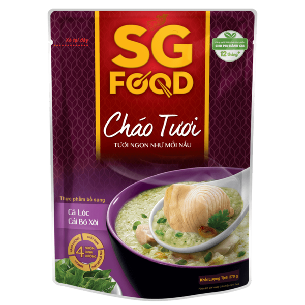  Cháo tươi SGF cá lóc cải bó xôi 240g 