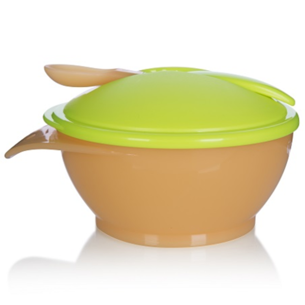  Bát ăn chống trượt và thìa ăn dặm kèm nắm Upass (màu xanh lá) 