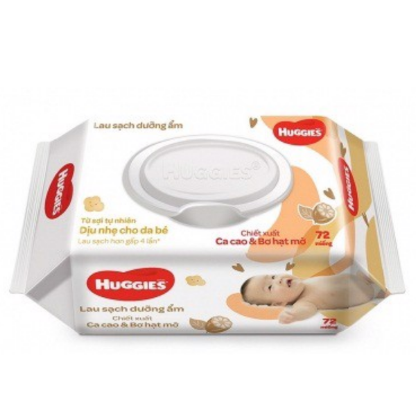  Khăn ướt Huggies lau sạch và dưỡng ẩm (72 Tờ) 