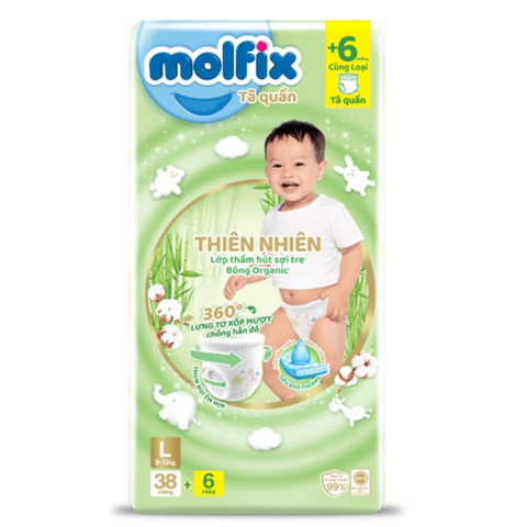  Tã quần Molfix L(38+6) (9-13kg) 