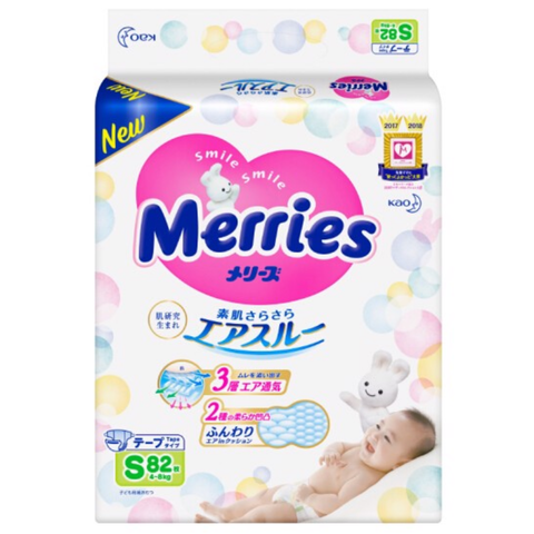  Tã dán Merries size S - 82 miếng (4 - 8kg) 