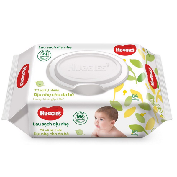  Khăn ướt Huggies lau sạch dịu nhẹ (64 Tờ) 