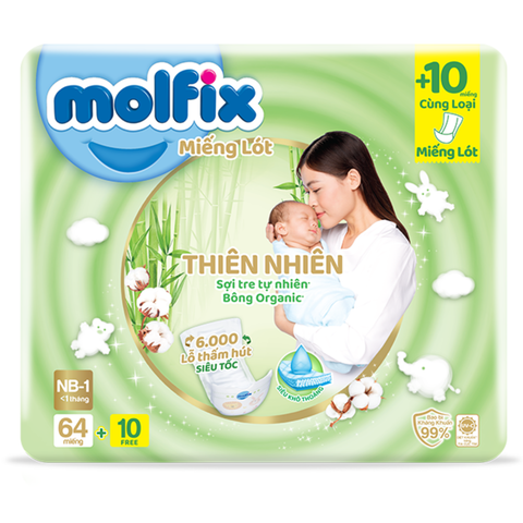  Miếng lót Molfix NB1- 64 miếng ( dưới 1 tháng tuổi ) 