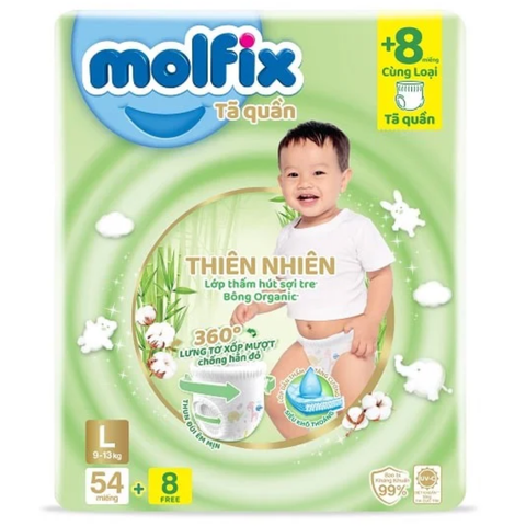  Tã quần Molfix L(54+8) (9-13kg) 