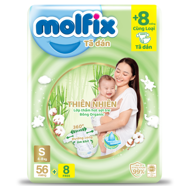  Tã dán Molfix S(56+8) (4-8kg) 