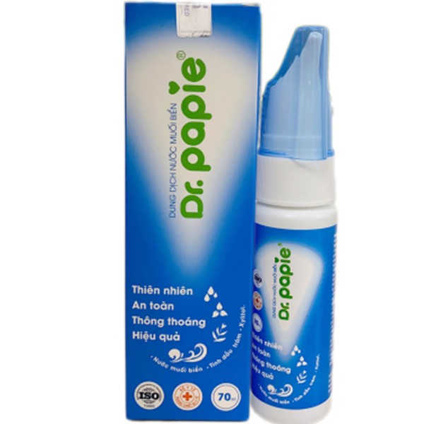  Dung dịch muối biển sâu Dr. Papie Thông Mũi Họng, Bảo Vệ Nướu Lợi 70ml 